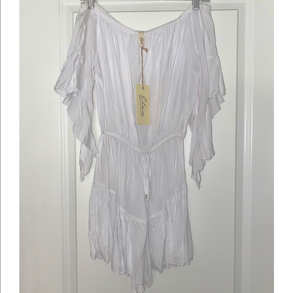 Elan White off the shoulder Romper NWT